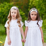 Платье Розочки белое лён