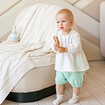 Костюмчик из муслина Дуэт мятно-молочный для девочки