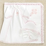 Махровое кружевное полотенце "Ажурный крестик" для крещения