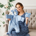 Вязаная шапочка "Мышонок" голубая