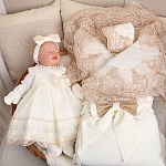 Комплект на выписку девочки "Люрекс" молоко-какао