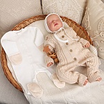 Вязаный комплект на выписку "Жемчуг" бежевый