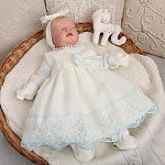 Комплект на выписку девочки "Люрекс" молоко-тиффани