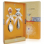 Серебряная ложка и погремушка "Мишка"