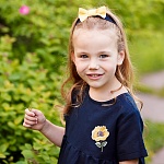 Платье Желтый мак темно-синее лён