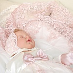 Комплект на выписку девочки "Самия" молочно-пудровый