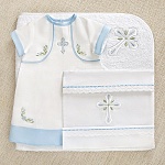 Махровое крестильное полотенце с уголком "Крест с листочками"