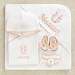 Теплая крестильная рубашка "Розовый Лучик"