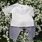 Костюмчик из муслина Дуэт молочно-серый для мальчика