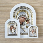 Икона белое дерево "Богородица" серебристая