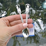 Серебряная ложка c колокольчиком для крестника/крестницы