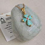 Позолоченный крестик КРЭ24 бирюзовая эмаль