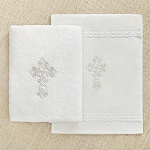 Классическое крестильное полотенце "Ажурный крестик"