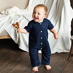 Льняной комбинезон Ветерок темно-синий