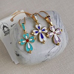 Позолоченный крестик КРЭ24 бирюзовая эмаль