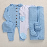 Набор комбинезон с пледом "Капелька" голубой