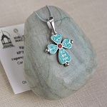 Серебряный крестик КРЭ24 светло бирюзовая эмаль