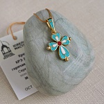 Позолоченный крестик КРЭ24 бирюзовая эмаль